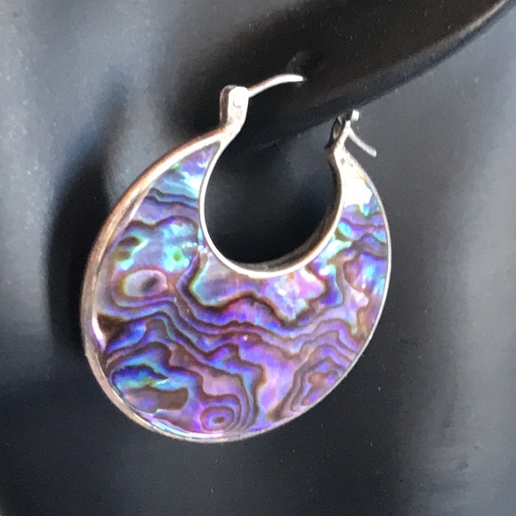 Elegant Abalone Shell Hoop Earrings - Picture 1 of 7